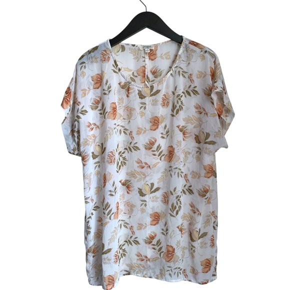 Umgee Women's Top Size Small Floral Sheer Blouse with Fall Flowers - Picture 1 of 6
